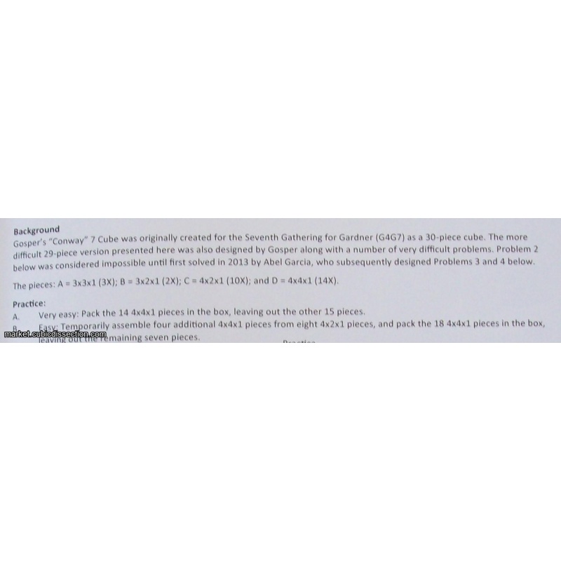 Gosper's Modified "Conway" 7 Cube (Exchange Puzzle IPP 34)