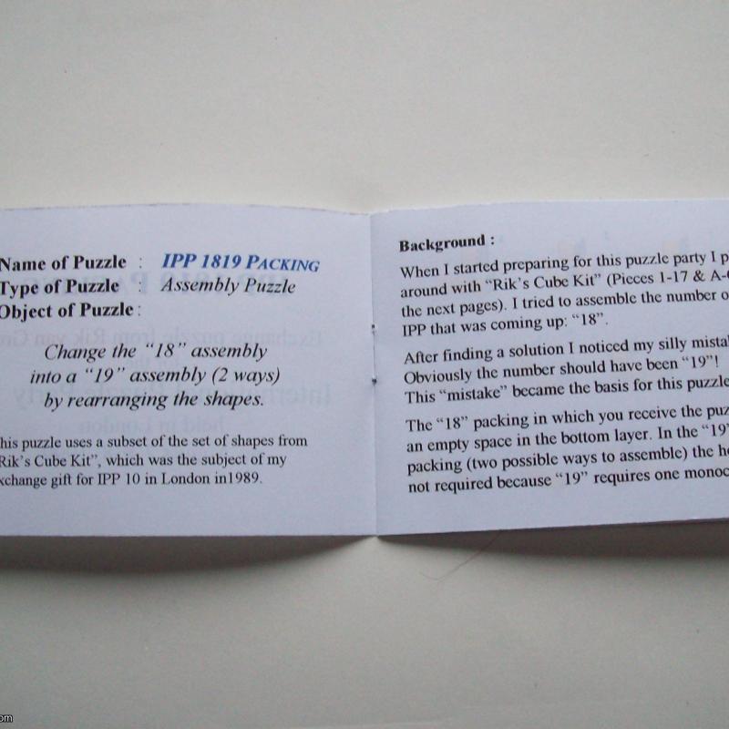 IPP 1819 PACKING (Exchange puzzle IPP 19)