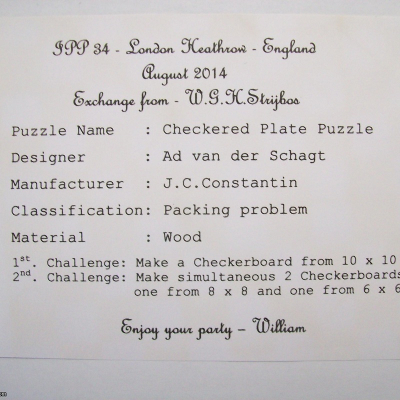 Checkered Plate Assemby (Exchange Puzzle IPP 34)