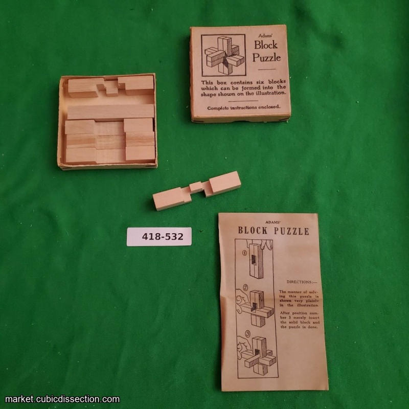 1929 Adams' Block Puzzle [418-532]