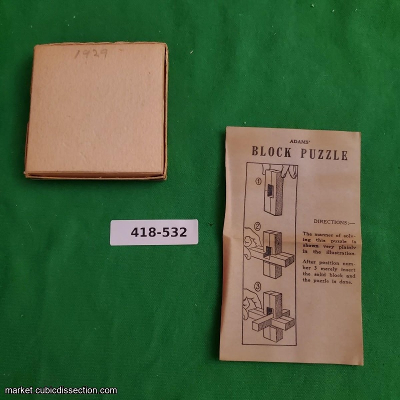 1929 Adams' Block Puzzle [418-532]