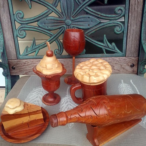 Collection of Five 3D Wooden Sculpture Puzzles