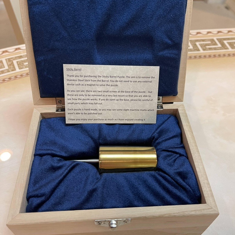 Sticky Barrel - Handmade Metal Puzzle