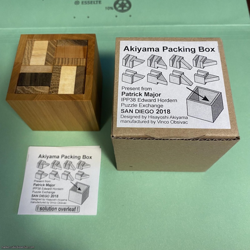 Akiyama Packing Box, IPP38 exchange puzzle made by Vinco