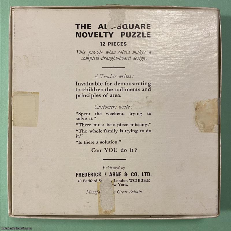 The All Square Novelty Puzzle, 12-Piece Checkerboard Puzzle with unique solution