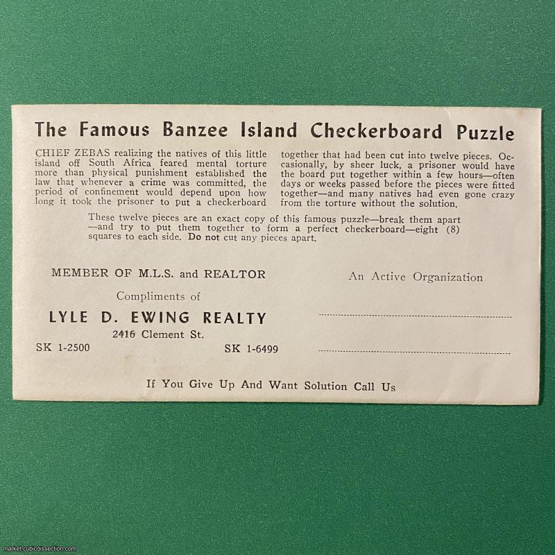 The Famous Banzee Island Checkerboard Puzzle, unlisted envelope