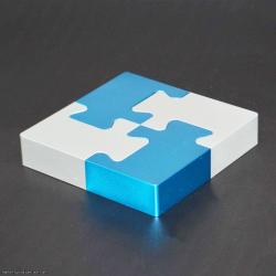 4 Piece Metal Jigsaw Puzzle - Silver and Blue