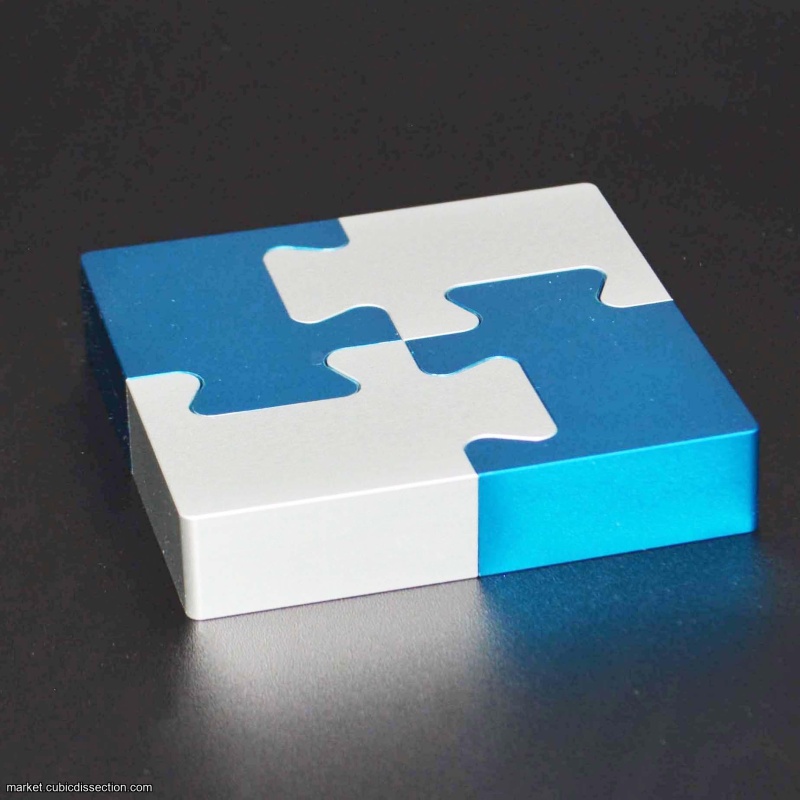4 Piece Metal Jigsaw Puzzle - Silver and Blue