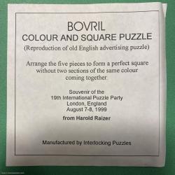 Bovril Colour and Square Puzzle, IPP19 (1999) exchange puzzle made by Wayne Daniel