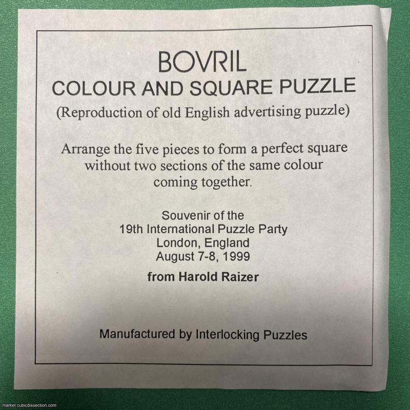 Bovril Colour and Square Puzzle, IPP19 (1999) exchange puzzle made by Wayne Daniel