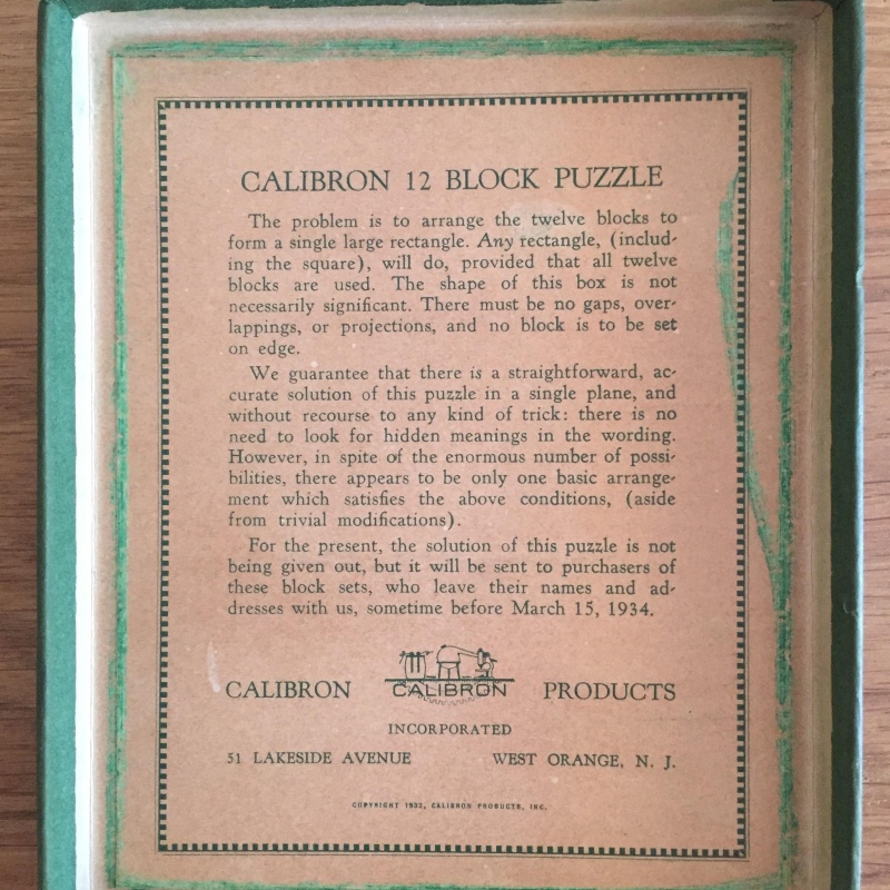 Calibron Twelve Block Puzzle