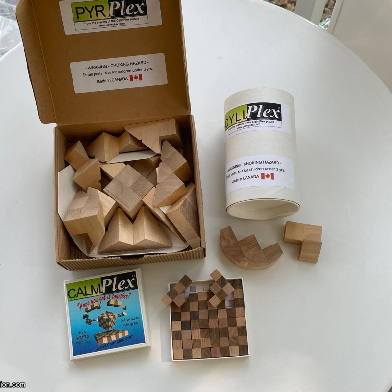 CalmPlex, CyliPlex, and PyraPlex Puzzles