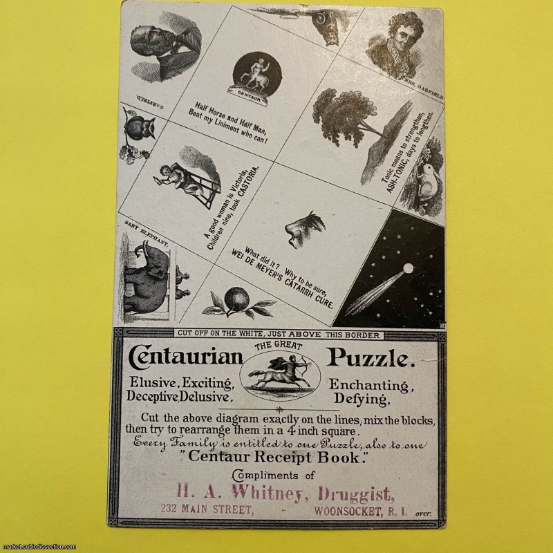 145 YEAR OLD Antique Advertising Puzzle Trade Card, 1881!