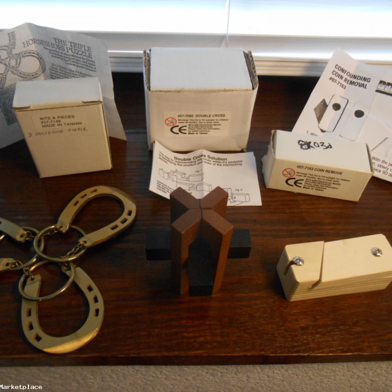 Three puzzles, B&P: Three Horseshoes, Double Cross, Coin Remove
