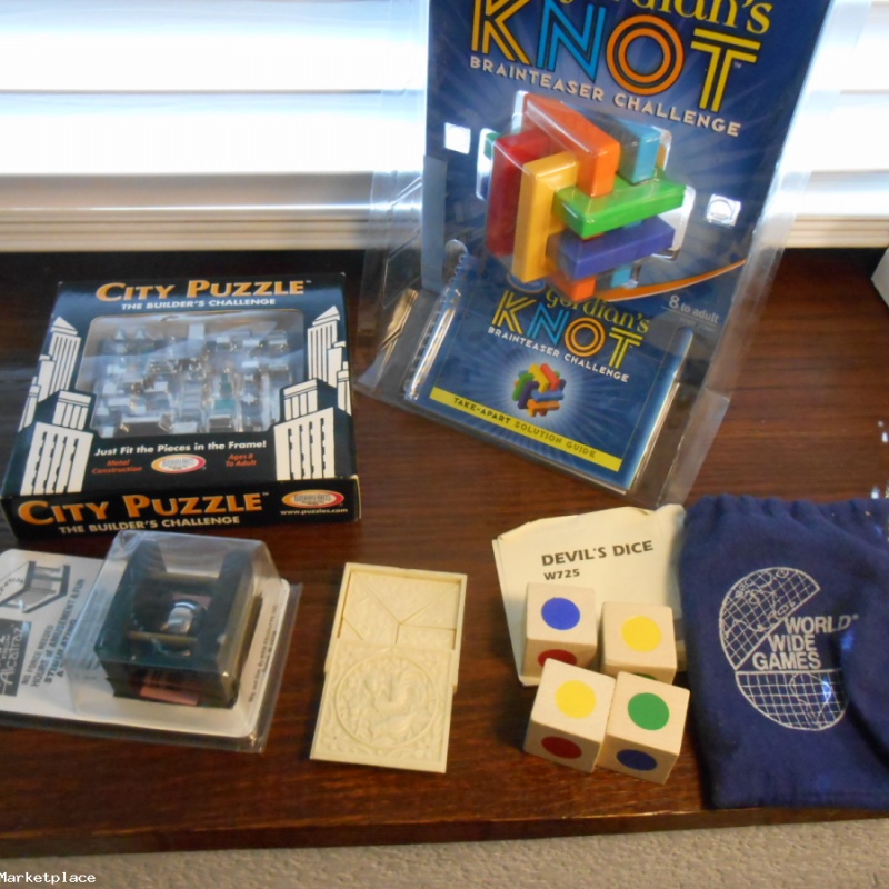 MIsc puzzles; Escape from Alcatraz, Devil's Dice, City Puz, Gordian's Knot