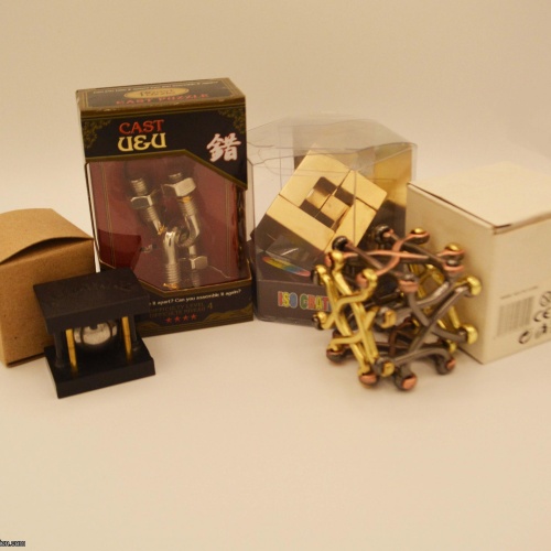 Lot of 4 Metal Mechanical Puzzles