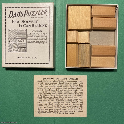 Antique Dad's Puzzler, complete with Solution Paper