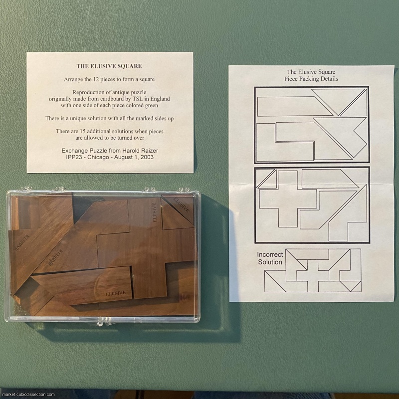 THE ELUSIVE SQUARE — IPP23 Exchange Puzzle (Chicago, 2003) with a unique solution