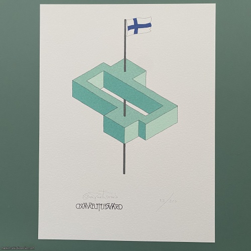Oscar Reutersvärd Signed Lithograph, "Impossible Figure: Finland"