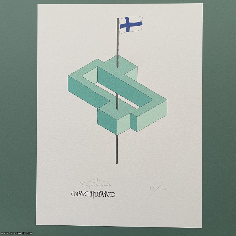 Oscar Reutersvärd Signed Lithograph, "Impossible Figure: Finland"