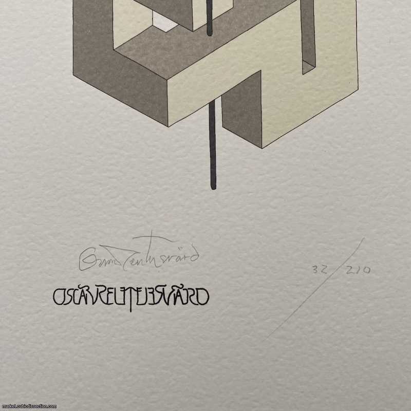 Oscar Reutersvärd Signed Lithograph, "Impossible Figure: France"