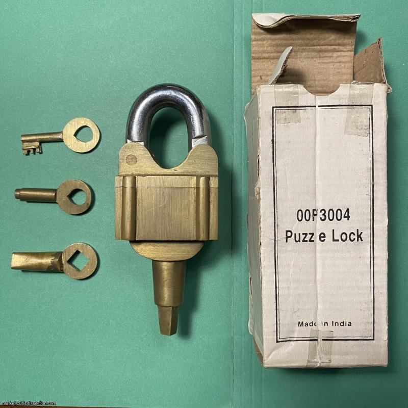 HEAVY Brass and Steel Puzzle Lock with THREE Keys