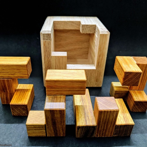 3 Packing Puzzles from BurntOakStudios - S and L, Backwards Z, Four Blocks in a Box