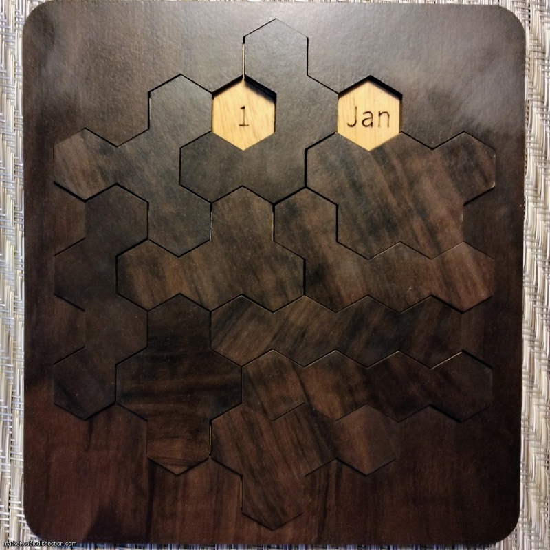 Shiura's Daily Hex (calendar packing puzzle)