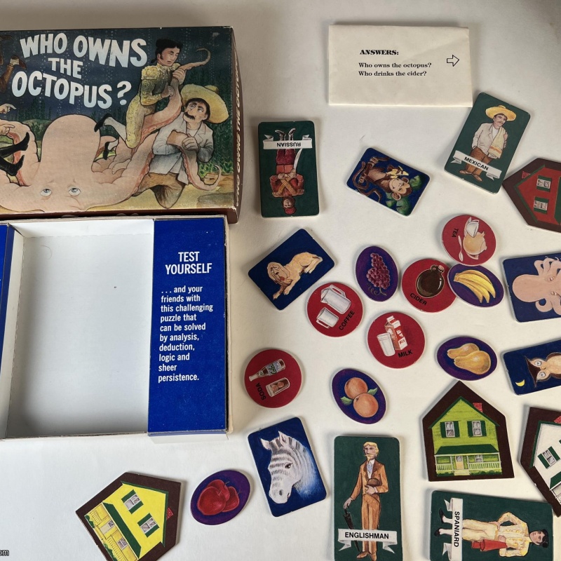 Who Owns The Octopus? Rare Logic Puzzle - Complete