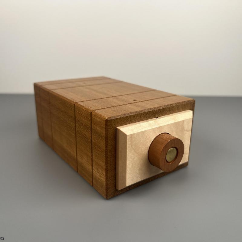Noodling Box - Eric Fuller - Cubic Dissection - African Teak & Quilted Sycamore
