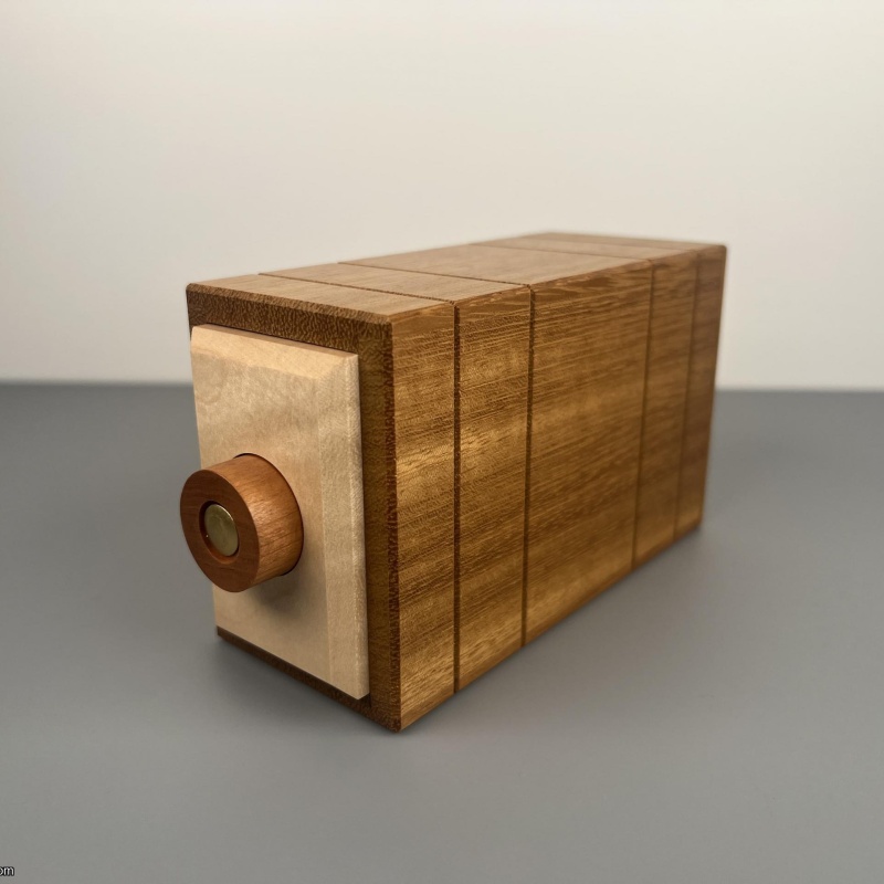 Noodling Box - Eric Fuller - Cubic Dissection - African Teak & Quilted Sycamore
