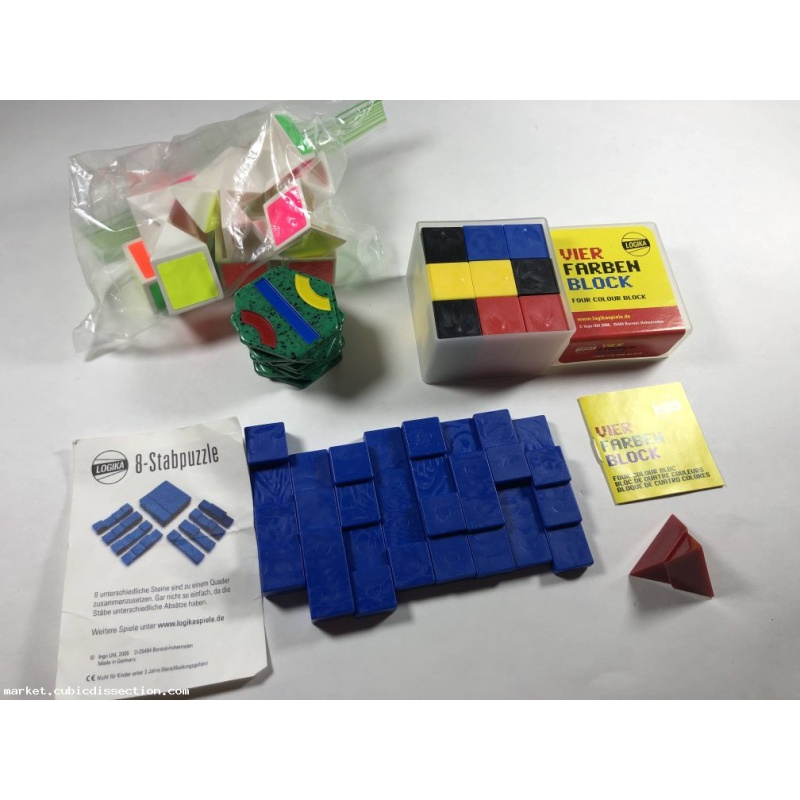 Puzzle Lot x5 Matching Assembly Tantrix Stabpuzzle Pyramid Vier Farben Block R-Cube