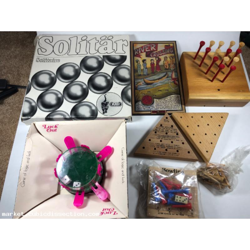 Lot of x7 Solitaire Puzzles Pussycat, River Crossing, Bowling, More!