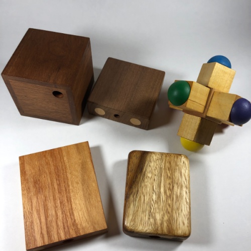 Trapped Marble Box Lot x5 Wooden