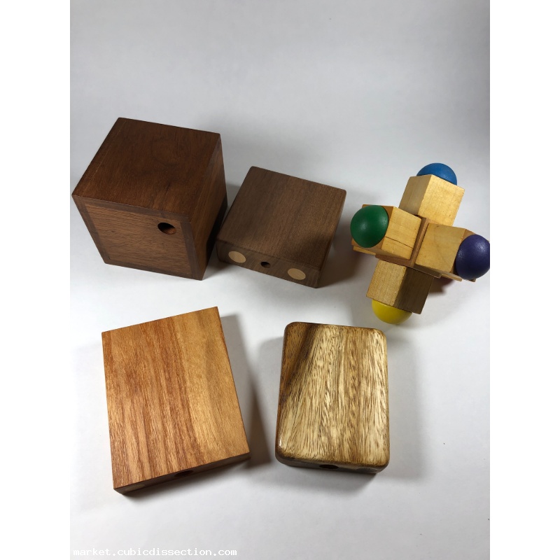 Trapped Marble Box Lot x5 Wooden