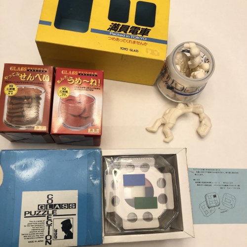 Toyo Glass Puzzle Lot Pile Em Up 6 Piece, Packed in Tokyo, Plums, & Crackers