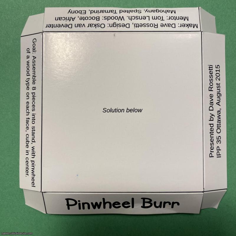 Pinwheel Burr, Beautiful IPP35 Exchange Puzzle designed by Oskar