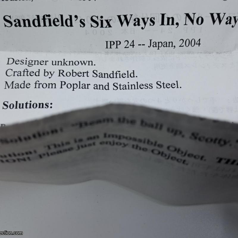 Six ways in, No Way out : Robert Sandfield's IPP 24 Exchange Puzzle.