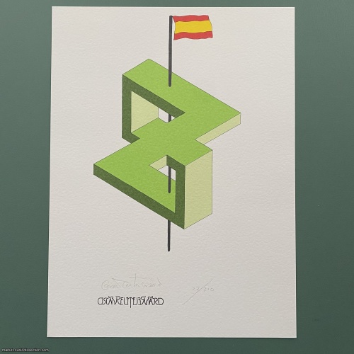Oscar Reutersvärd Signed Lithograph, "Impossible Figure: Spain"