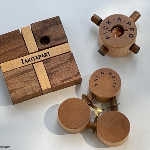 Three Classic Wooden Take Apart Puzzles