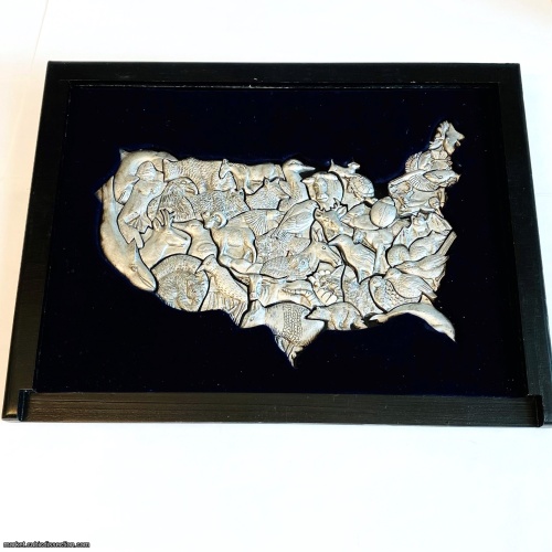 Elegant Cast USA Animal Map - Fred Szatkowski