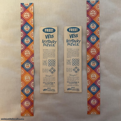 Vess Mystery Puzzle, 9-Piece Edge-Matching Advertising Puzzle, 60+ years old! --- TWO COPIES!