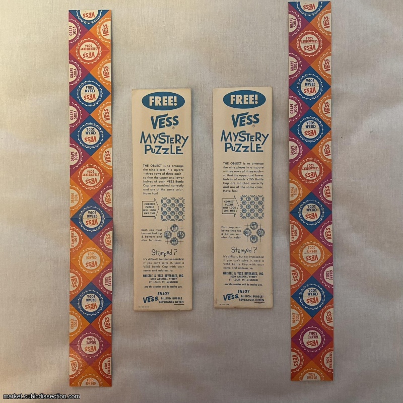 Vess Mystery Puzzle, 9-Piece Edge-Matching Advertising Puzzle, 60+ years old! --- TWO COPIES!