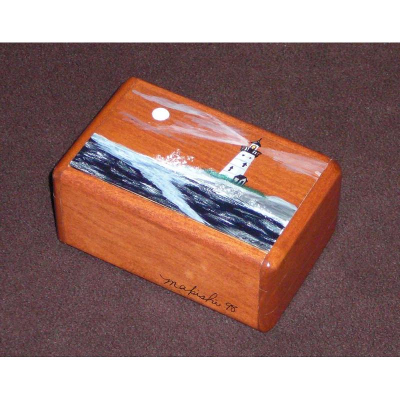 43 step japanese-american puzzle box Painted signed-makishi