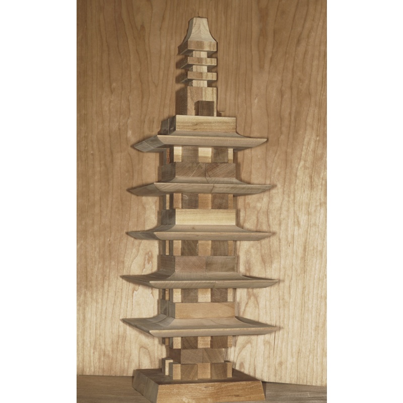 5 Story Pagoda 18" Japanese Cherry Wood - Yamanaka