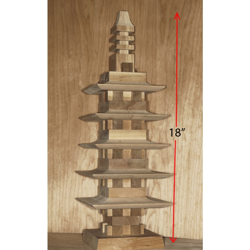 5 Story Pagoda 18" Japanese Cherry Wood - Yamanaka
