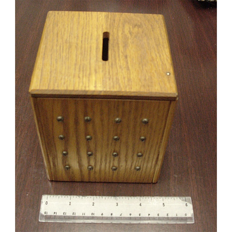 Hand Made Large Oak Puzzle Bank. Vintage, Unique