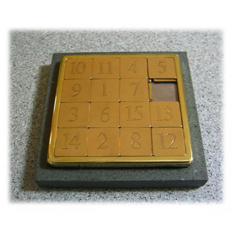    Rare Large Solid Brass 15 Slide Puzzle Henley Co England 