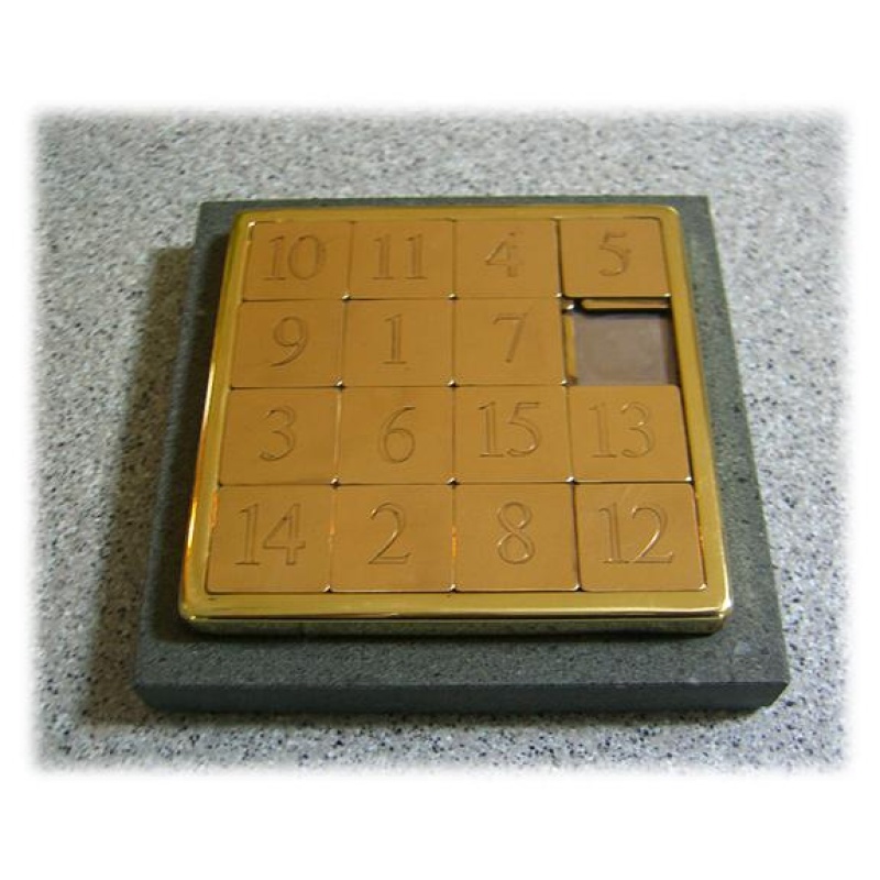 Rare Large Solid Brass 15 Slide Puzzle Henley Co England