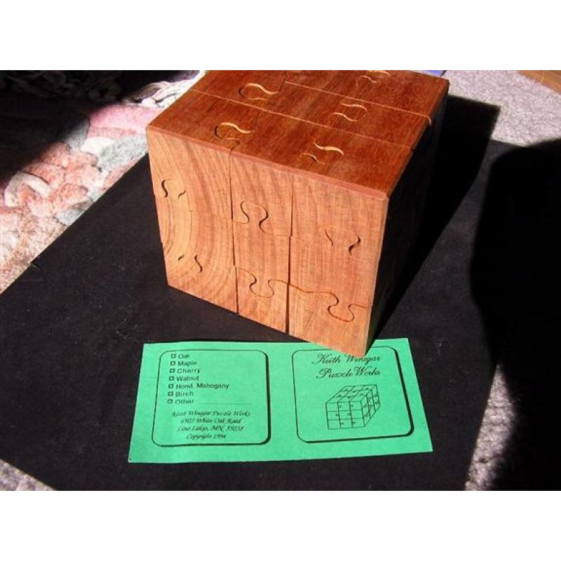 Wooden cube - 3D jigsaw cut 27 pieces - Keith Winegar